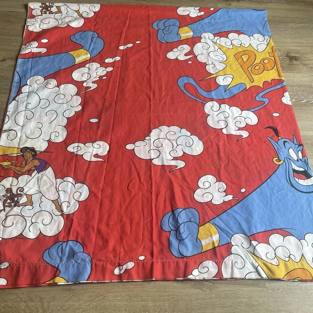 Vintage Aladdin Disney 3 Piece Twin Size Bed Set Fitted Flat Pillowcase 90's